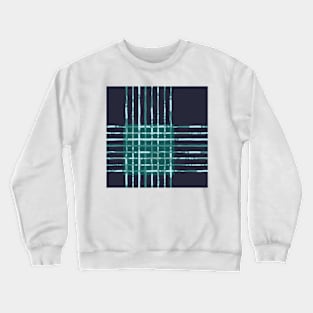 Teal and Inky Blue Organic Watercolour Plaid Crewneck Sweatshirt